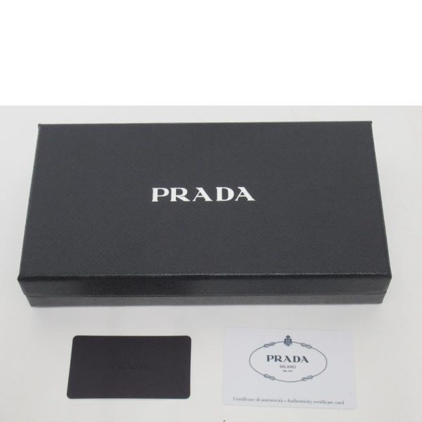 65269 6 Prada Saffiano Round Zipper Long Wallet Black