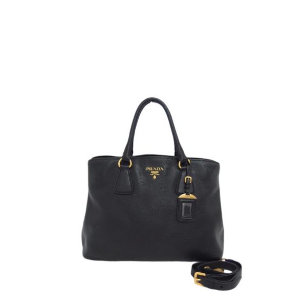 65306 1 Prada Vitello Dyno 2WAY Shoulder Bag Black