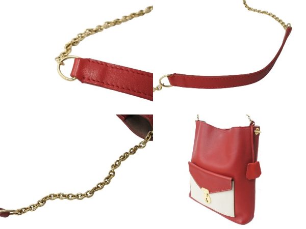 65322 d3 Celine Phoebe Leather Shoulder Bag Red Beige