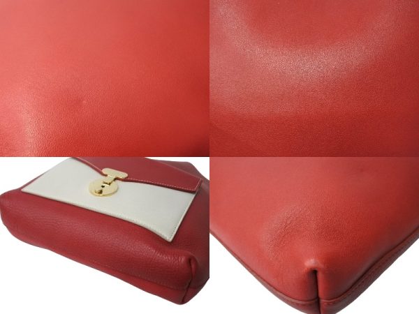 65322 d5 Celine Phoebe Leather Shoulder Bag Red Beige