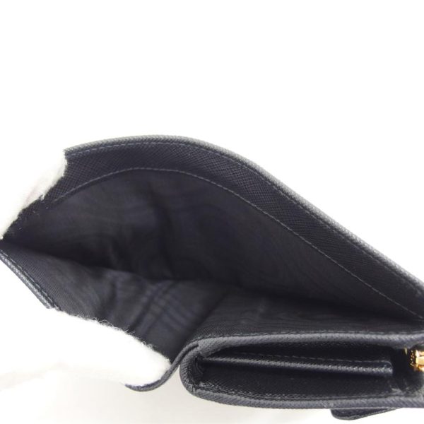 65375 5 Prada Saffiano Triangle Compact Wallet Bag Black