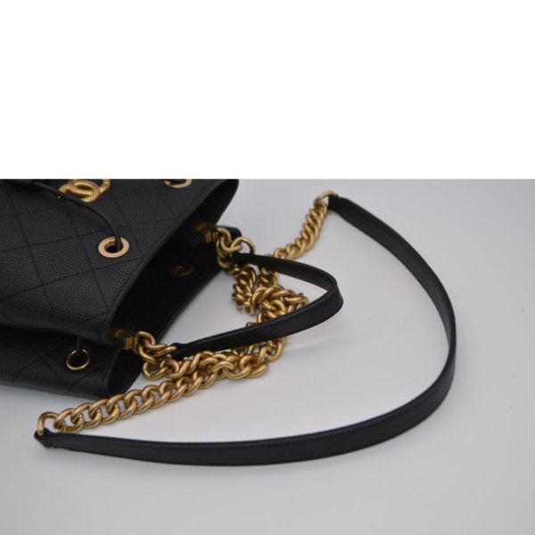 65436 4 Chanel Matelassé Drawstring Bag Caviar Skin