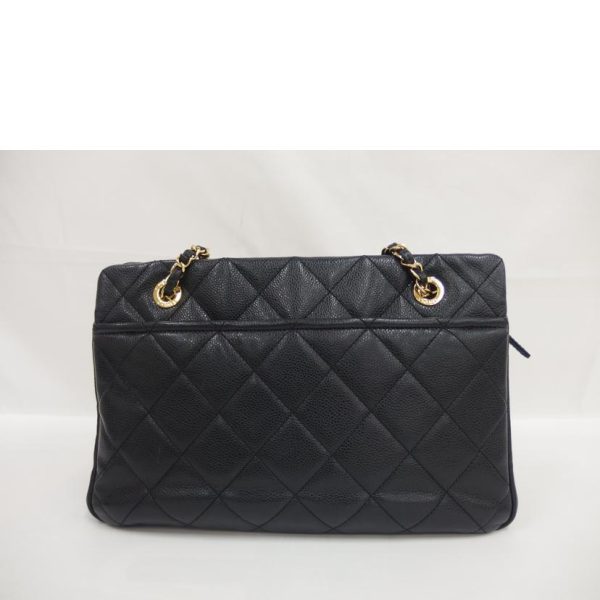 65546 2 Chanel Matelassé Caviar Skin Chain Shoulder Bag Black