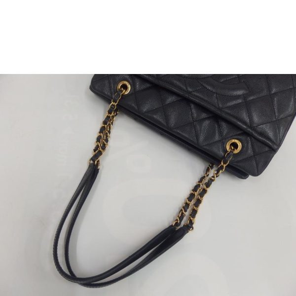 65546 4 Chanel Matelassé Caviar Skin Chain Shoulder Bag Black