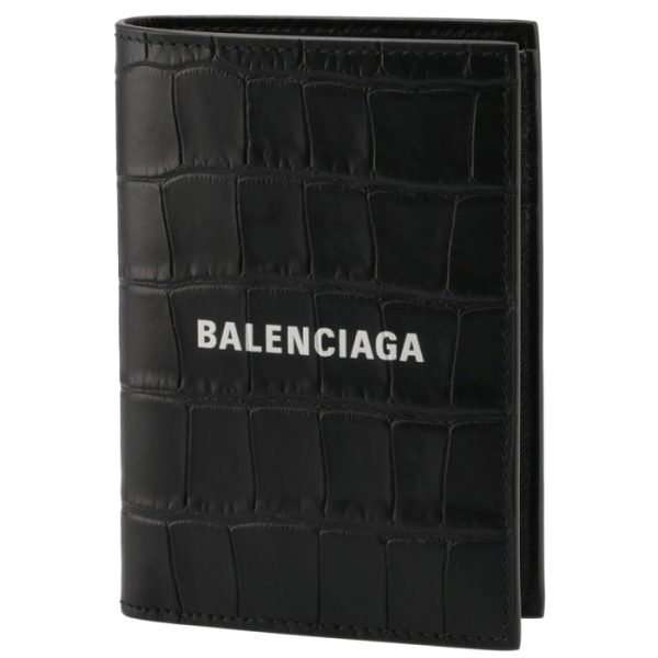 6556831rop31000 Balenciaga Croco Cash Vertical Wallet Black