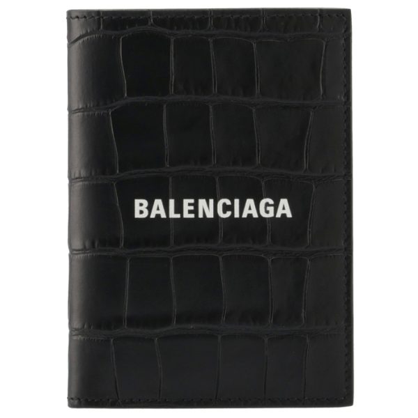 6556831rop31000 1 Balenciaga Croco Cash Vertical Wallet Black