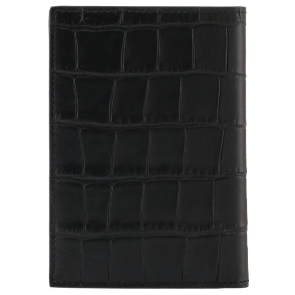 6556831rop31000 2 Balenciaga Croco Cash Vertical Wallet Black