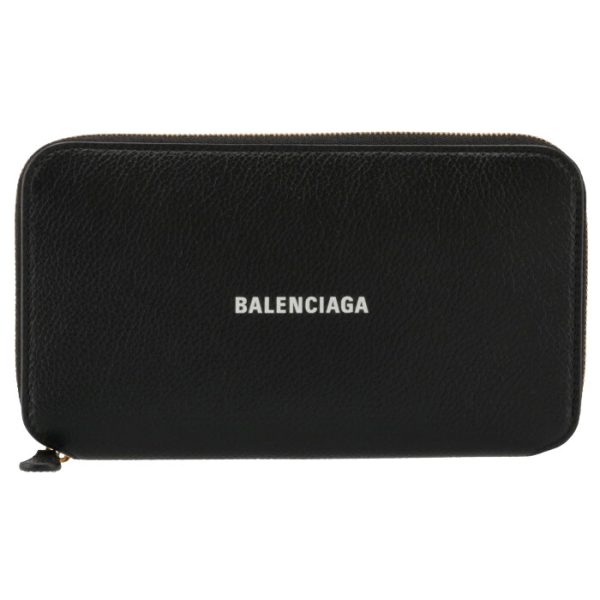 6557411izim1090 1 Balenciaga Cash Round Zip Wallet Black