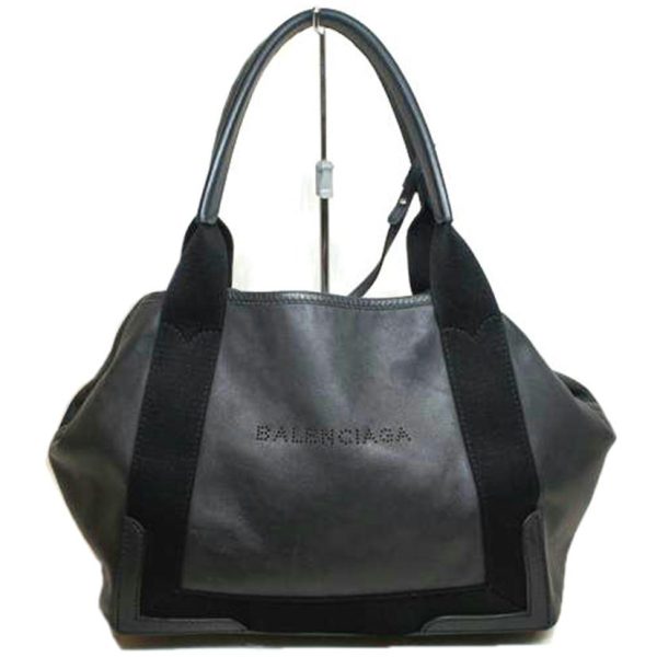 65933 1 Balenciaga Navy Hippo Punching Logo Tote Bag Black