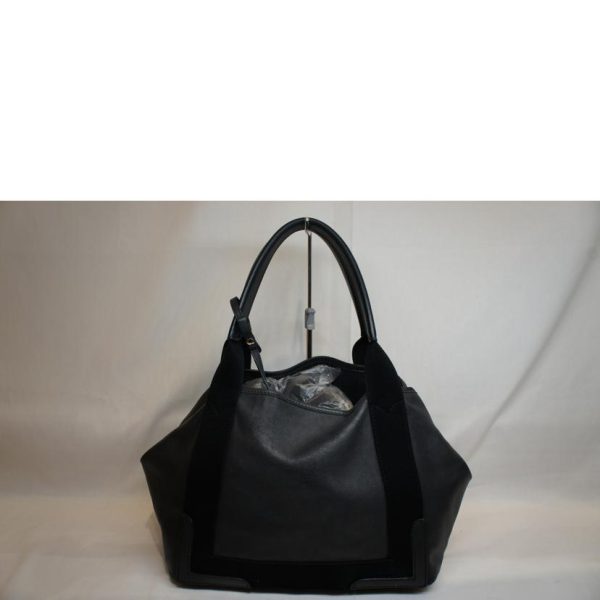 65933 2 Balenciaga Navy Hippo Punching Logo Tote Bag Black