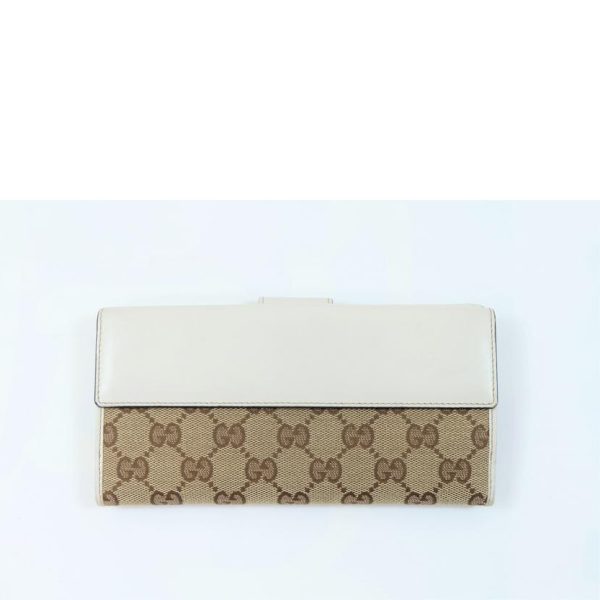 66074 2 Gucci GG Canvas Lovely Heart W Hook Long Wallet Beige