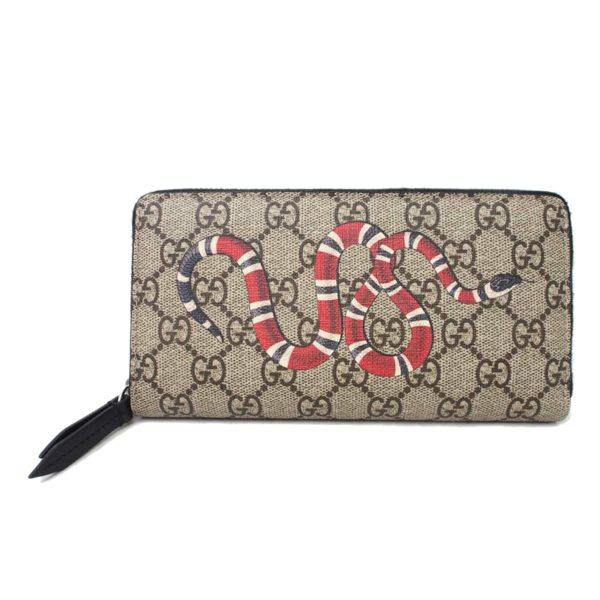 66087 1 Gucci Kingsnake Print Round Zipper Long Wallet