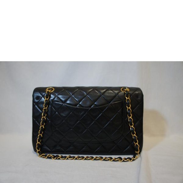 66286 2 Chanel Matelasse Double Flap Chain Shoulder Bag Black