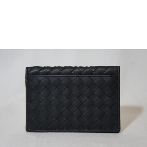 66316 2 Bottega Veneta Intrecciato Card Case Black