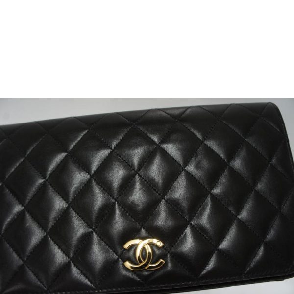 66548 9 Chanel Matelasse Push Lock Chain Shoulder Bag Black