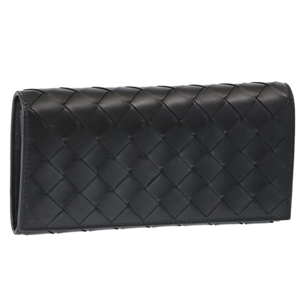 666935 vcpp3 8425 Bottega Veneta Flap Wallet Intrecciato Bifold Black