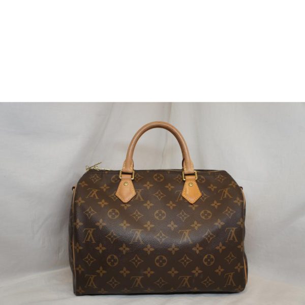 66703 2 Louis Vuitton Speedy Bandouliere Monogram Handbag Brown