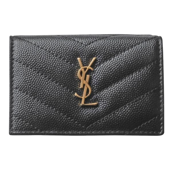 668274bowa11000 1 Saint Laurent Paris Wallet Trifold Mini Quilted Leather Monogram Black