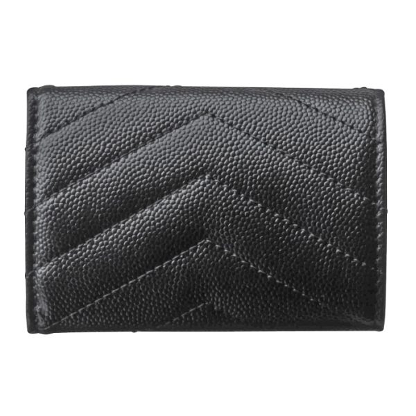 668274bowa11000 2 Saint Laurent Paris Wallet Trifold Mini Quilted Leather Monogram Black