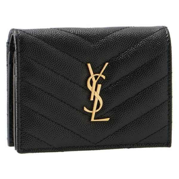 668290bowa11000 Saint Laurent Paris Wallet Bifold Mini Quilted Leather Monogram Black