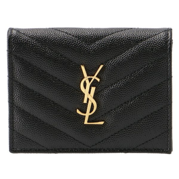 668290bowa11000 1 Saint Laurent Paris Wallet Bifold Mini Quilted Leather Monogram Black