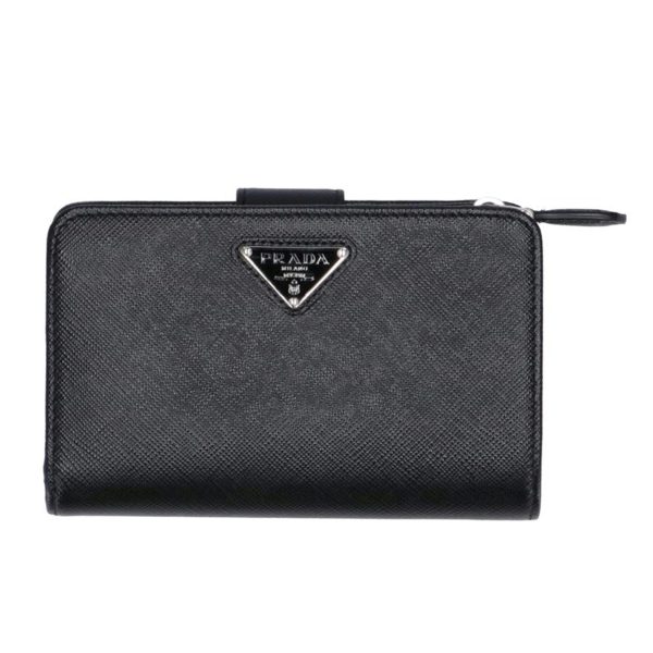 66887 1 Prada Saffiano Bi Fold Wallet Black