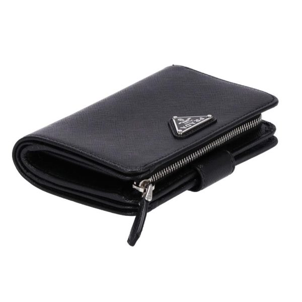 66887 3 Prada Saffiano Bi Fold Wallet Black