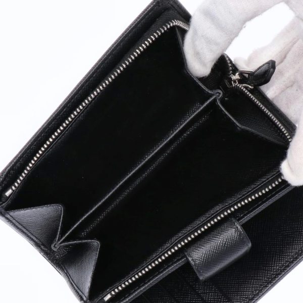 66887 6 Prada Saffiano Bi Fold Wallet Black