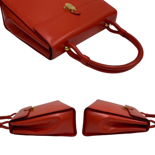 669a668 33446 5 Loewe Anagram Logo Metal Leather 2way Shoulder Bag Red