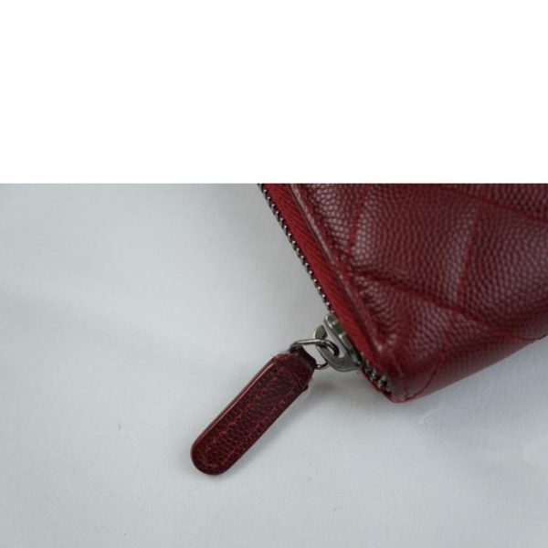 67090 3 Chanel Matelassé Caviar Skin Round Zipper Wallet Red