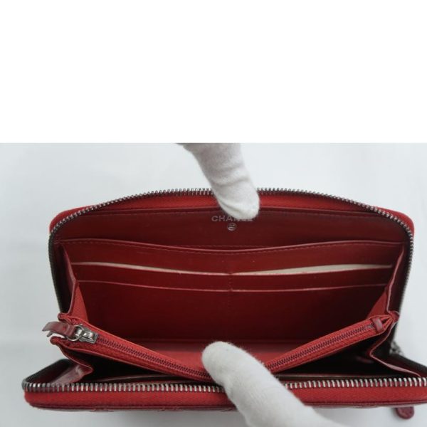 67090 6 Chanel Matelassé Caviar Skin Round Zipper Wallet Red