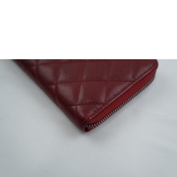 67090 8 Chanel Matelassé Caviar Skin Round Zipper Wallet Red