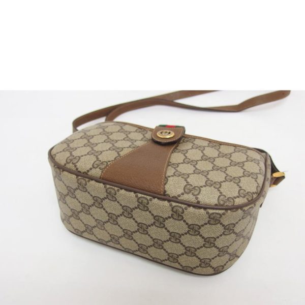 67263 3 Gucci Old Gucci Sherry Line Leather Shoulder Bag Brown