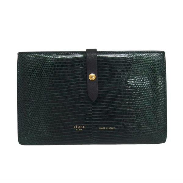 67362 1 Celine Strap Wallet Large Lizard Green