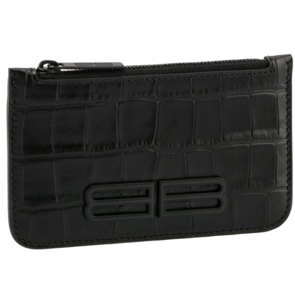 67485223ec71000 Balenciaga Croco Gossip Card Holder Coin Case Black