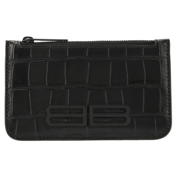 67485223ec71000 1 Balenciaga Croco Gossip Card Holder Coin Case Black