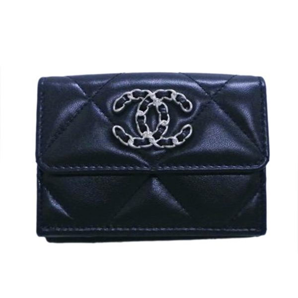 67545 1 Chanel Mini Wallet Tri Fold Wallet Black