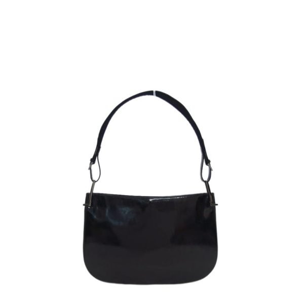 67560 2 Gucci Enamel Leather One Shoulder Bag Black