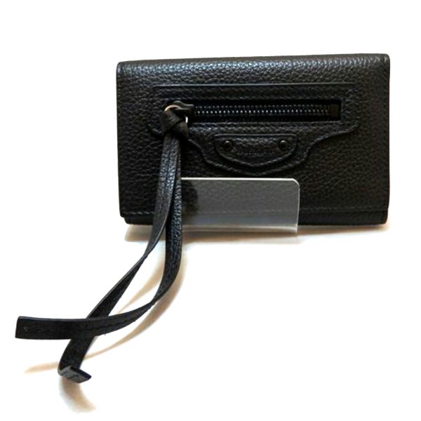 67563 1 Balenciaga Leather Solid Key Case Bag Black