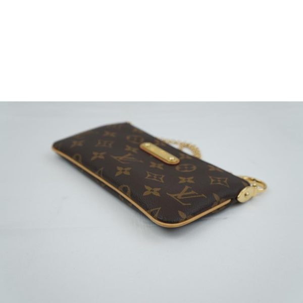 67670 4 Louis Vuitton Pochette Mila MM Monogram Clutch Bag Brown