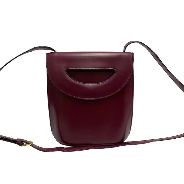 679c678 26952 1 Celine Vintage Calf Leather Mini Shoulder Bag Bordeaux Red