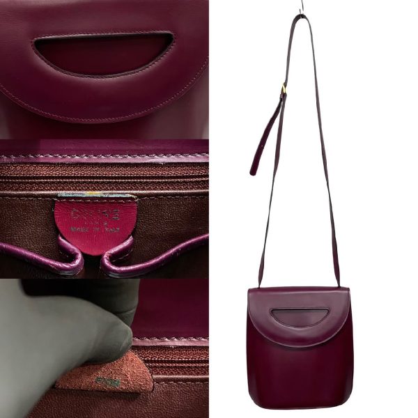 679c678 26952 3 Celine Vintage Calf Leather Mini Shoulder Bag Bordeaux Red