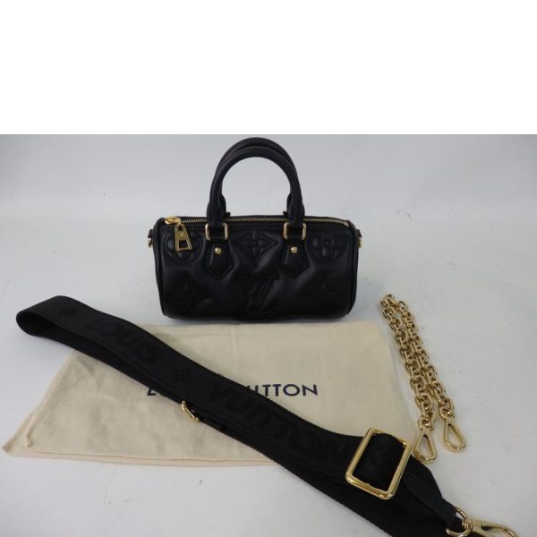 68017 1 Louis Vuitton Papillon BB Handbag Bubble Glam Leather Black