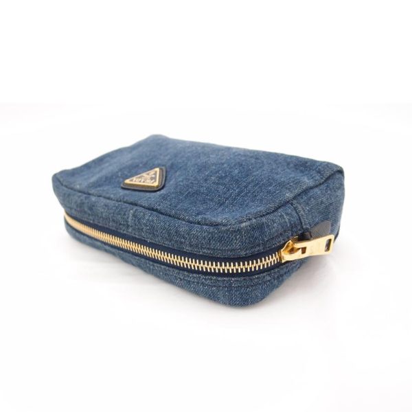 68074 3 Prada Denim Cosmetic Pouch Blue