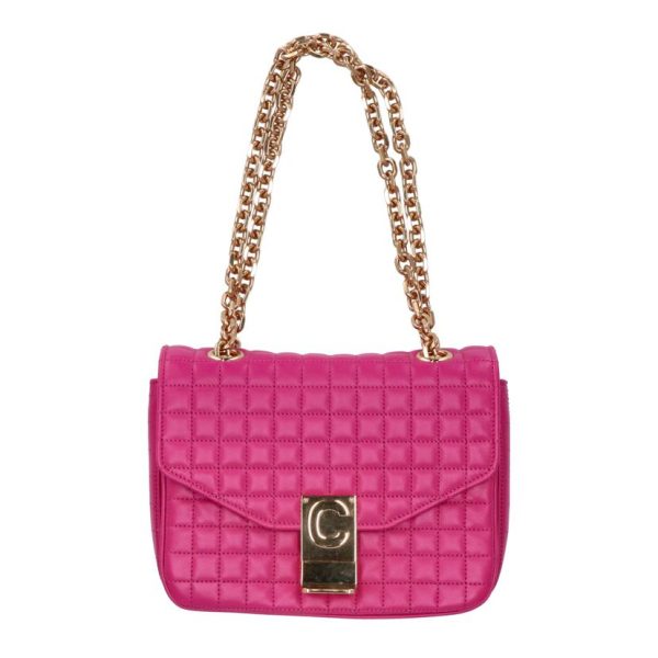 68130 1 Celine Shoulder Bag Small C Quilted Chain Pink