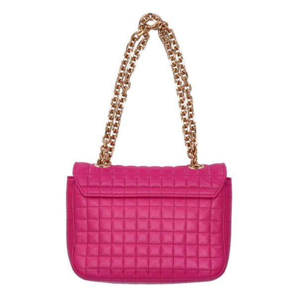 68130 2 Celine Shoulder Bag Small C Quilted Chain Pink