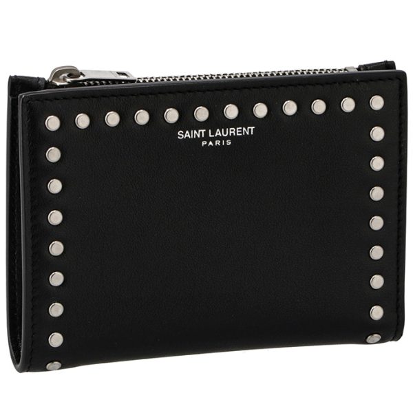 685660aaaej1000 Saint Laurent Paris Wallet Bifold Studded Mini Wallet Black