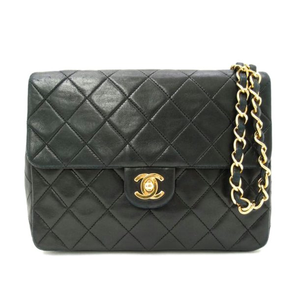 68746 1 Chanel Lambskin Chain Shoulder Bag Black