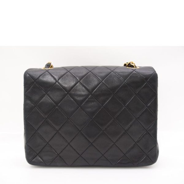 68746 2 Chanel Lambskin Chain Shoulder Bag Black