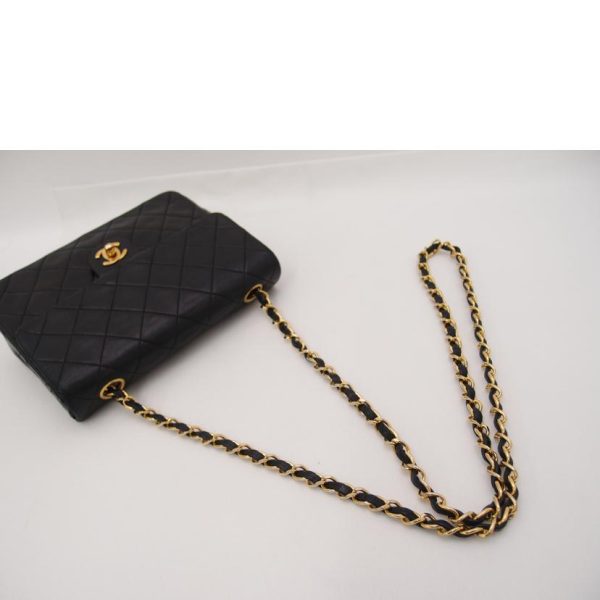 68746 4 Chanel Lambskin Chain Shoulder Bag Black